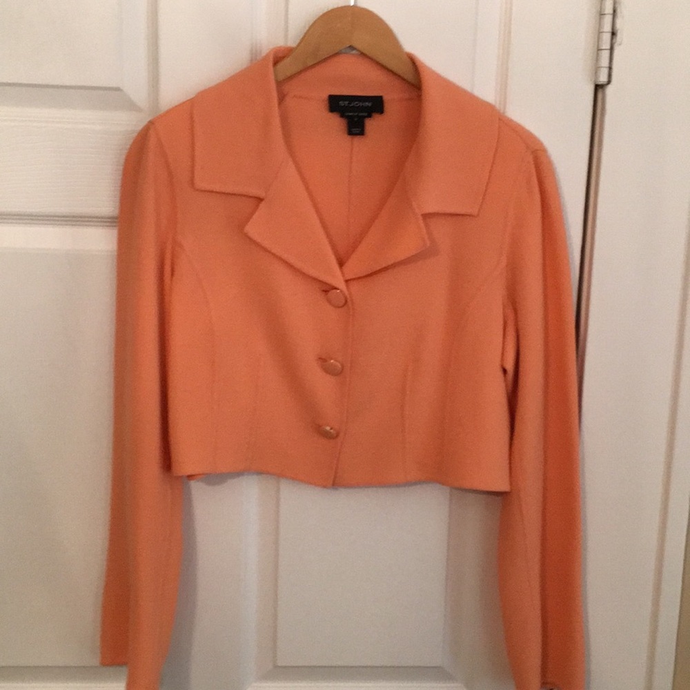 St. John Tangerine Cropped Blazer